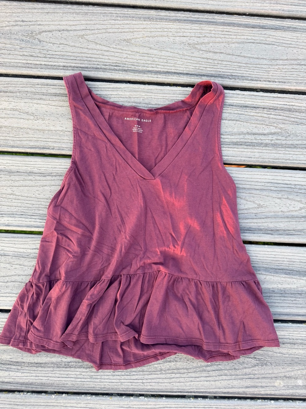 American Eagle Outfitters Plum V-Neck Peplum Tank